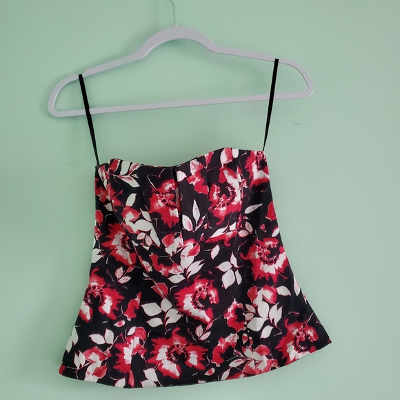 WHBM Strapless Bustier Floral Top Size 2 - Picture 3 of 13
